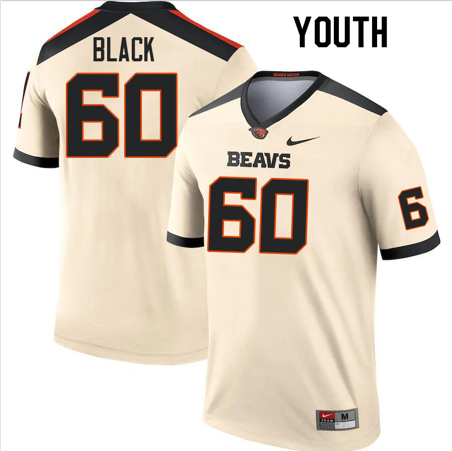 Youth #60 Tiger Black Oregon State Beavers College Football Jerseys Stitched-Cream